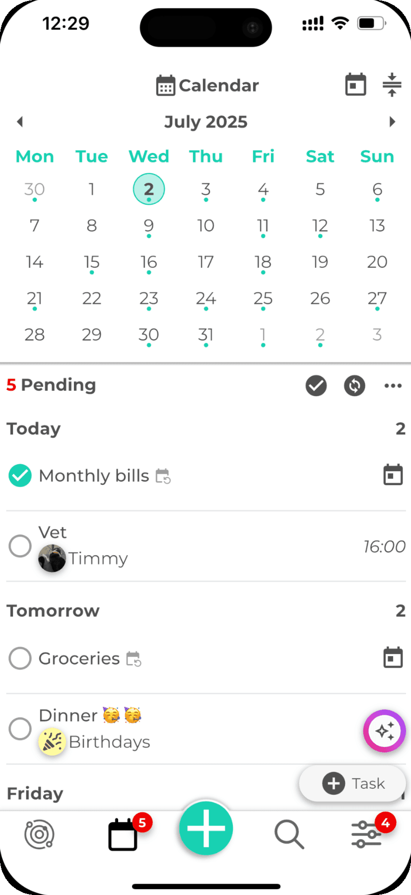 Glim calendar with reminders