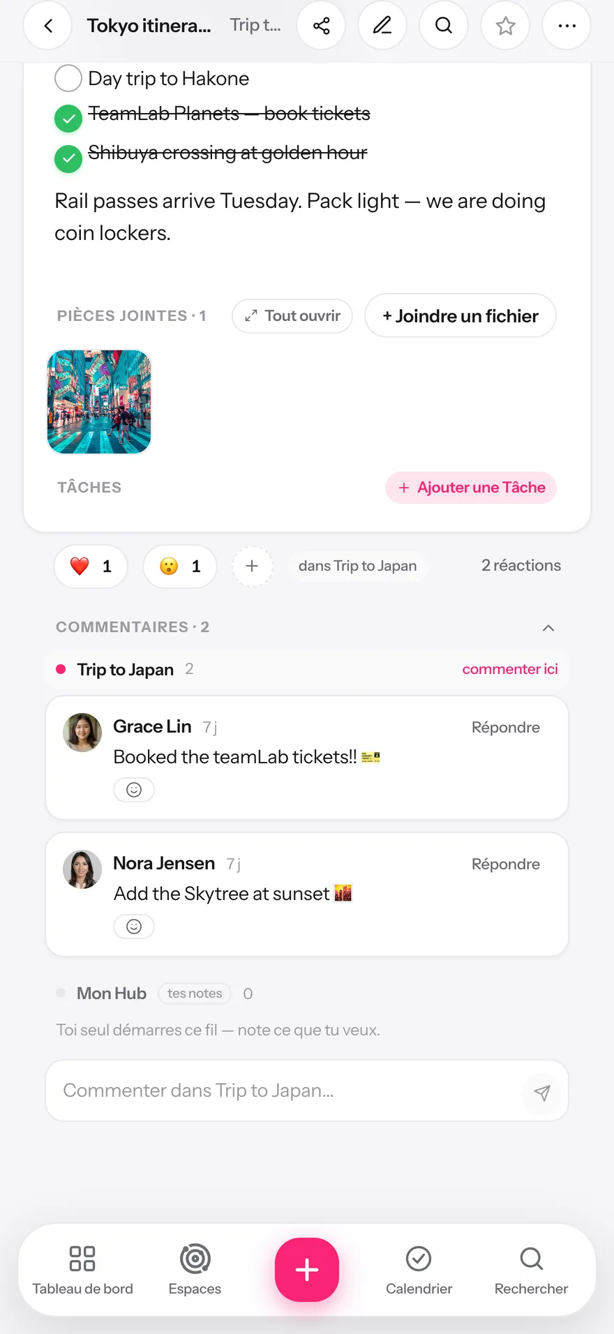 Commentaires et réactions dans une capsule Glim
